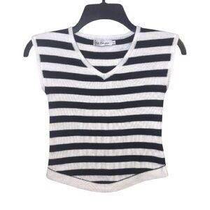 Nali Collection Black & White Striped Sleeveless Top Size S/M
